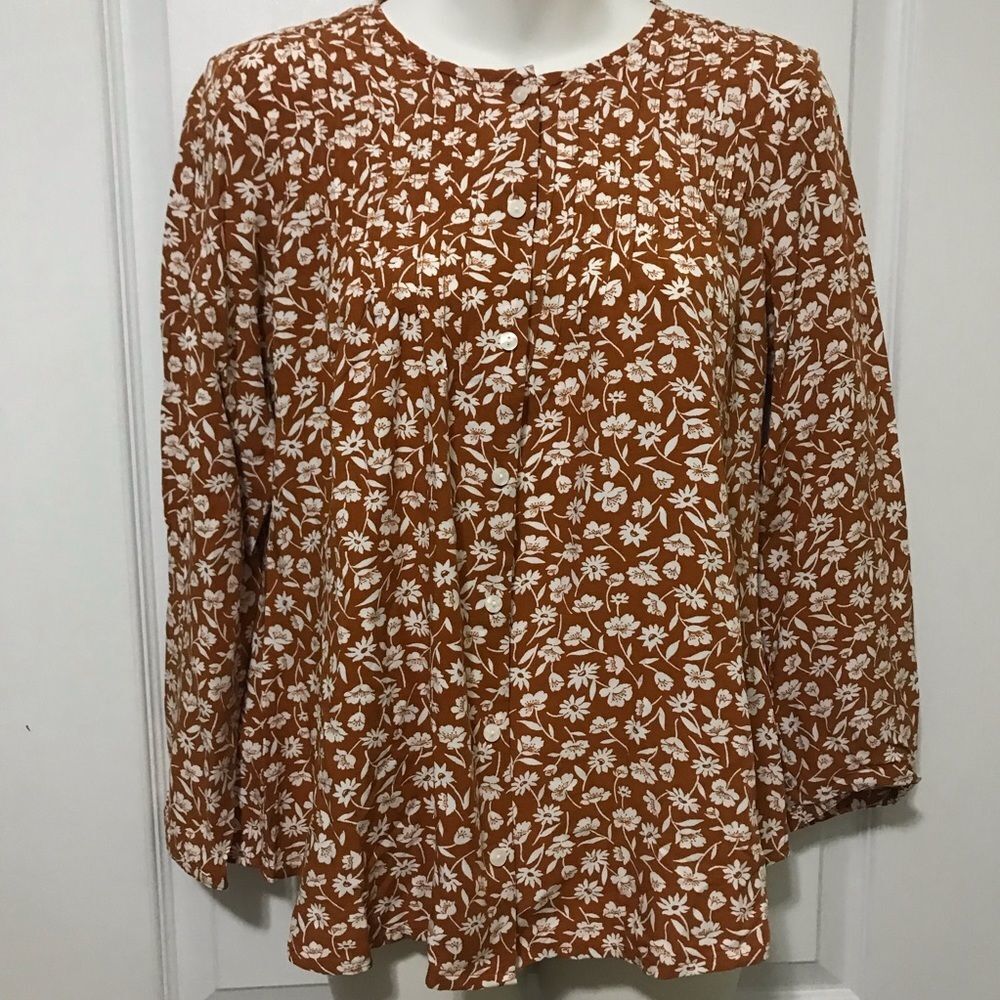 Old Navy Longsleeves Yellow Floral Top for Women  XS